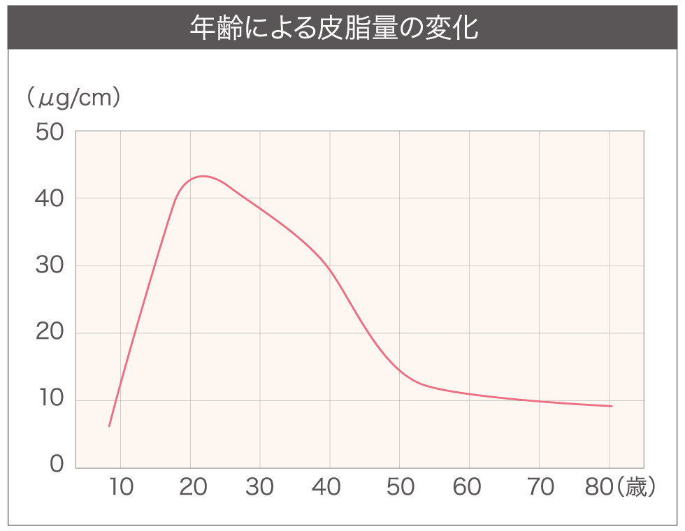年齢による皮脂量の変化